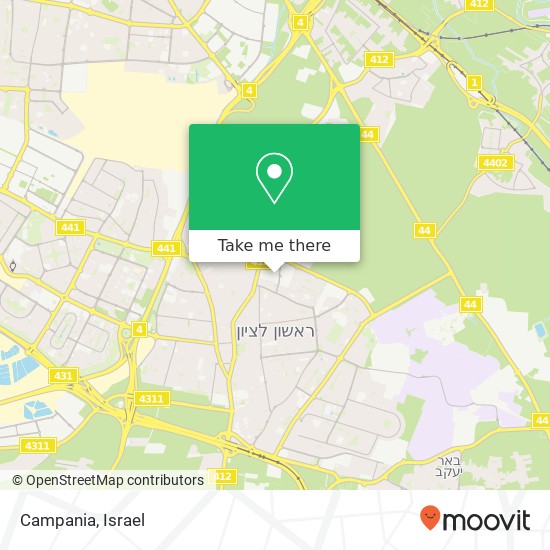 Campania, ברשבסקי 8 מבת צפון, ראשון לציון, 75363 map