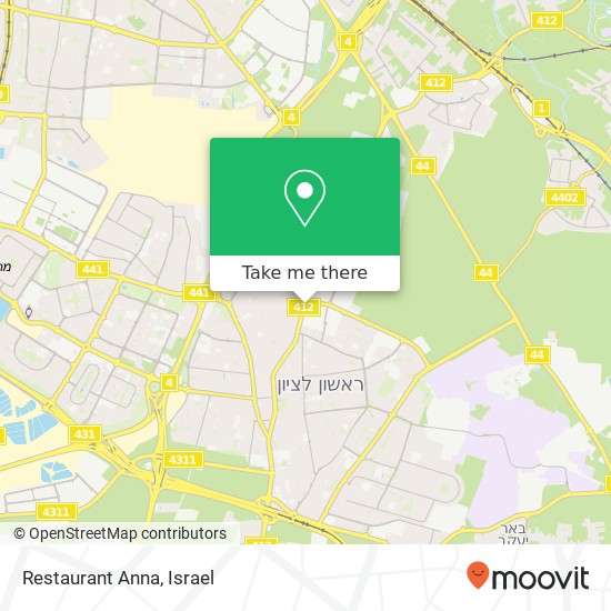 Карта Restaurant Anna, דרך המכבים ראשון לציון, רחובות, 75359