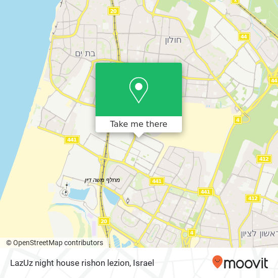 LazUz night house rishon lezion map