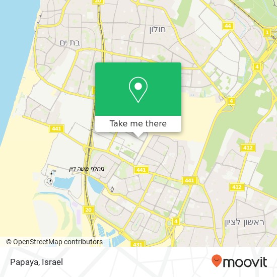 Papaya, סחרוב ראשון לציון, רחובות, 75000 map