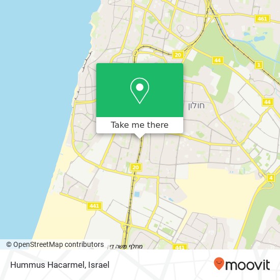 Карта Hummus Hacarmel, הכרמל רמת הנשיא, בת ים, 59000