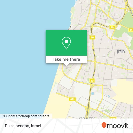 Карта Pizza benda's, בלפור 144 דרום מערב העיר, בת ים, 59000