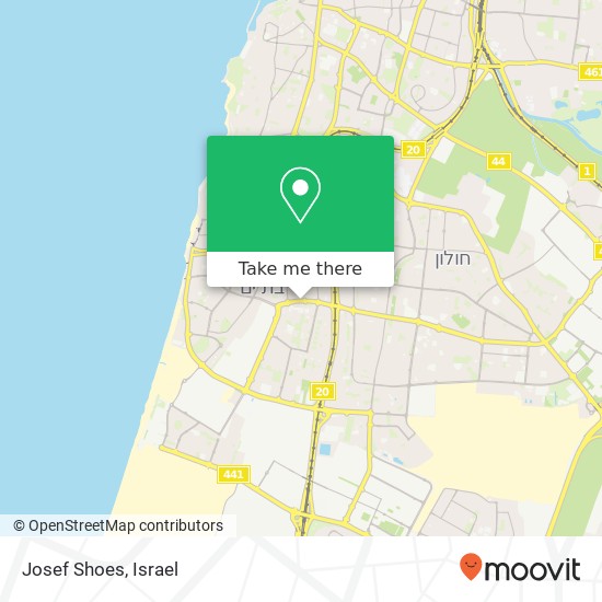 Карта Josef Shoes, יוספטל בת ים, תל אביב, 59000