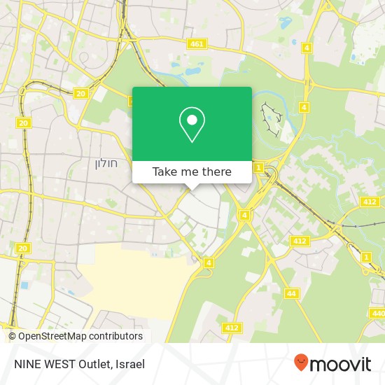 Карта NINE WEST Outlet, חולון, תל אביב, 58000