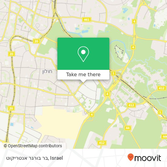 Карта בר בורגר אנטריקוט, חולון, תל אביב, 58000