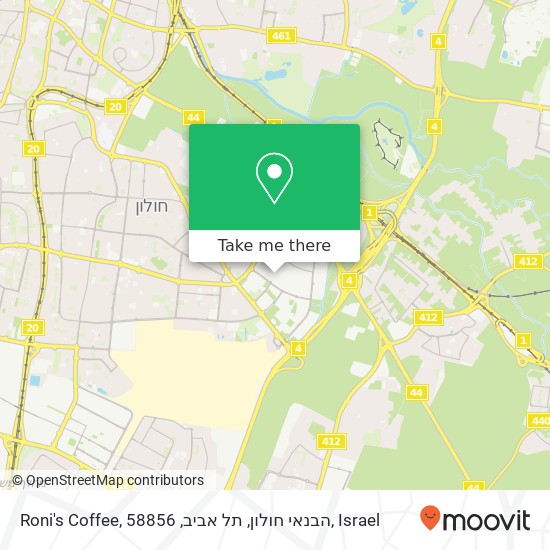 Карта Roni's Coffee, הבנאי חולון, תל אביב, 58856