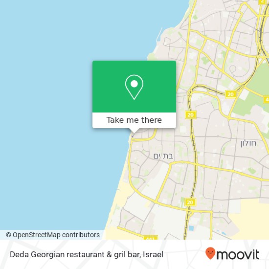 Карта Deda Georgian restaurant & gril bar, בן גוריון 61 צפון מערב העיר, בת ים, 59372