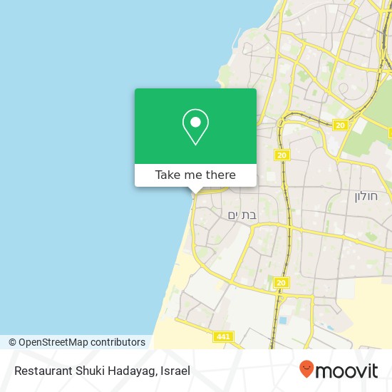 Карта Restaurant Shuki Hadayag, בן גוריון צפון מערב העיר, בת ים, 59000