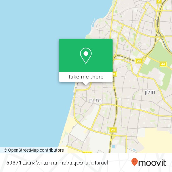 Карта ג. נ. פשן, בלפור בת ים, תל אביב, 59371