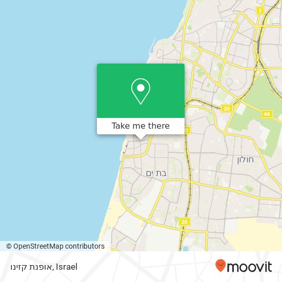 Карта אופנת קזינו, רוטשילד בת ים, תל אביב, 59000