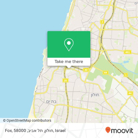 Карта Fox, חולון, תל אביב, 58000