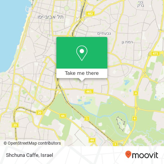 Карта Shchuna Caffe, אריאל התקווה, תל אביב-יפו, 67651