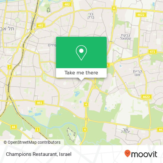 Карта Champions Restaurant, ברנשטיין פרץ רמת חן, רמת גן, 52000