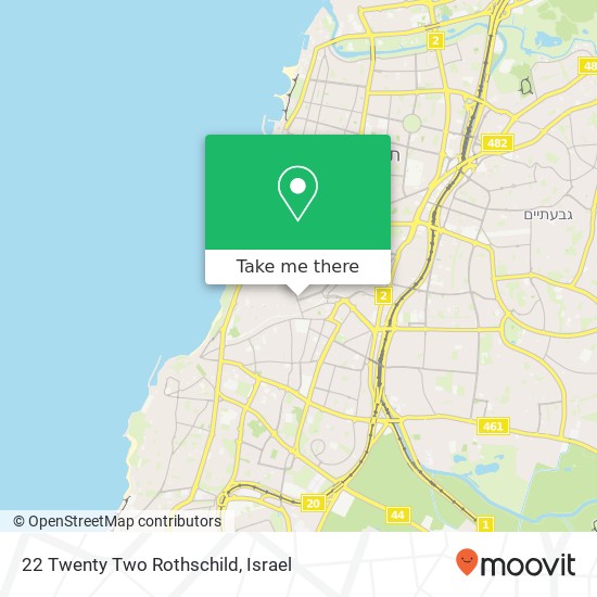 Карта 22 Twenty Two Rothschild, שדרות רוטשילד 21 לב תל אביב, תל אביב-יפו, 67132
