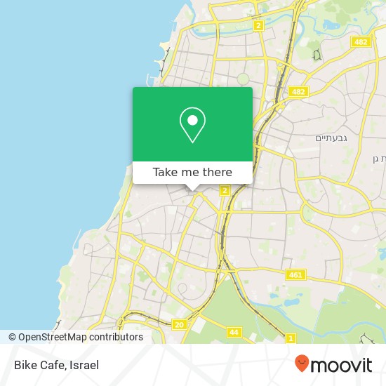 Карта Bike Cafe, הרכבת 18 לב תל אביב, תל אביב-יפו, 67132