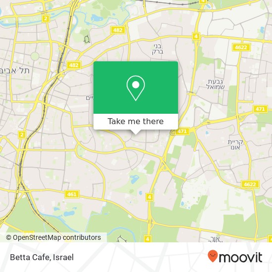 Карта Betta Cafe, ברודצקי אזור הבילויים, רמת גן, 52296