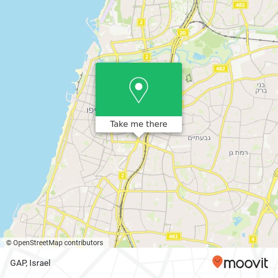 Карта GAP, דרך מנחם בגין תל אביב-יפו, תל אביב, 67011