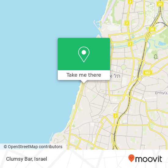 Карта Clumsy Bar, הירקון הצפון הישן-האזור הדרומי, תל אביב-יפו, 63432