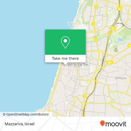 Карта Mazzariva, י. ל. גורדון תל אביב-יפו, תל אביב, 60000