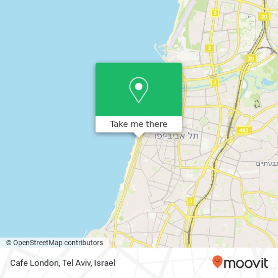 Карта Cafe London, Tel Aviv, טיילת שלמה להט הצפון הישן-האזור הדרומי, תל אביב-יפו, 60000