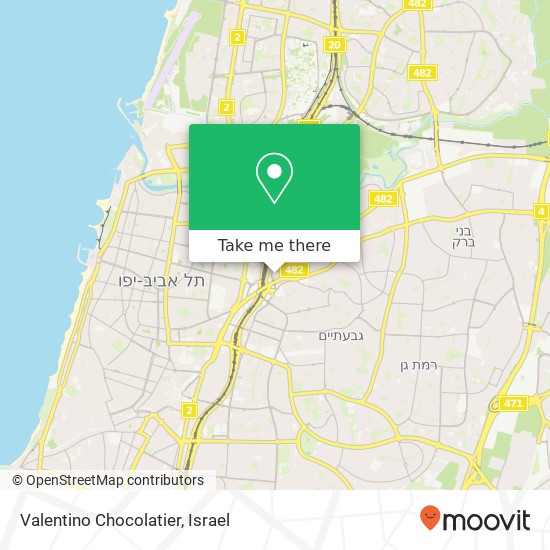 Карта Valentino Chocolatier, הבורסה, רמת גן, 52000