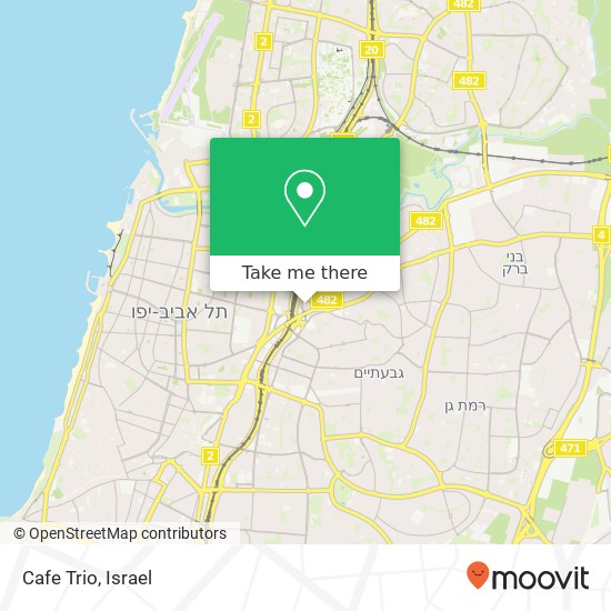 Карта Cafe Trio, הבורסה, רמת גן, 52000