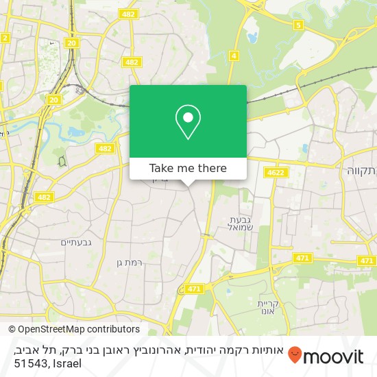 Карта אותיות רקמה יהודית, אהרונוביץ ראובן בני ברק, תל אביב, 51543