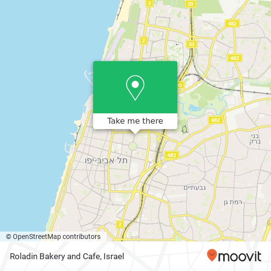 Карта Roladin Bakery and Cafe, ויצמן הצפון החדש-כיכר המדינה, תל אביב-יפו, 62155