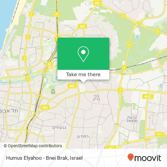 Карта Humus Elyahoo - Bnei Brak, הירקון 10 בני ברק, 51262