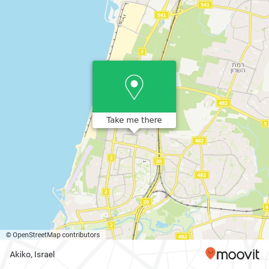 Карта Akiko, אבא אחימאיר תל אביב-יפו, תל אביב, 69492