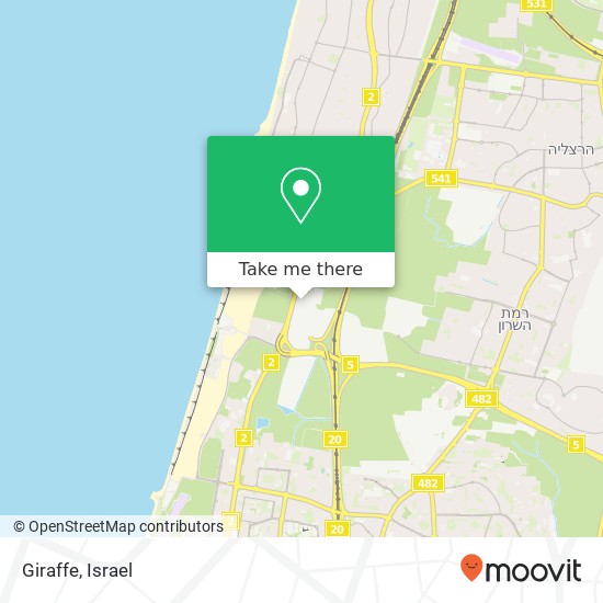 Карта Giraffe, רמת השרון, תל אביב, 47000