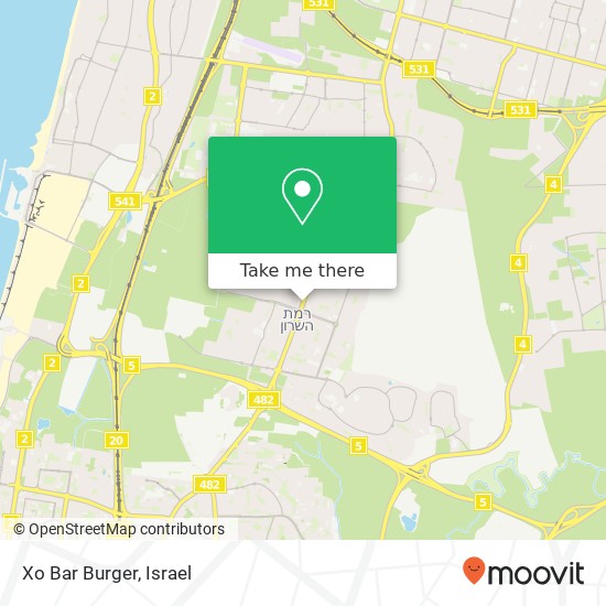 Xo Bar Burger, 482 רמת השרון, תל אביב, 47238 map