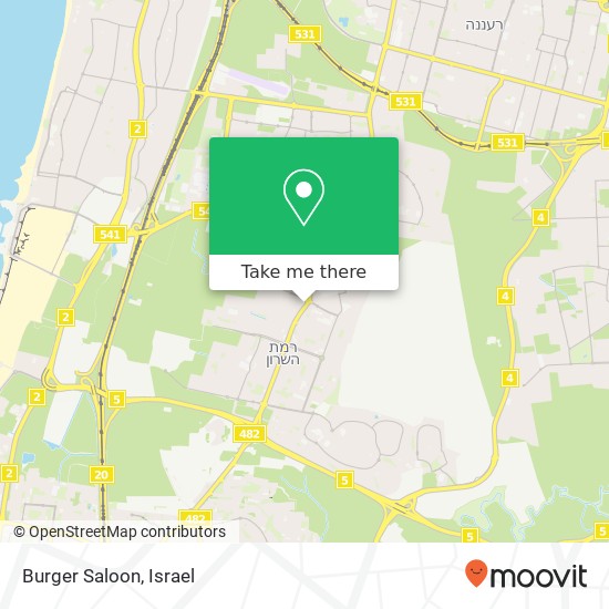 Карта Burger Saloon, סוקולוב 111 רמת השרון, 47239