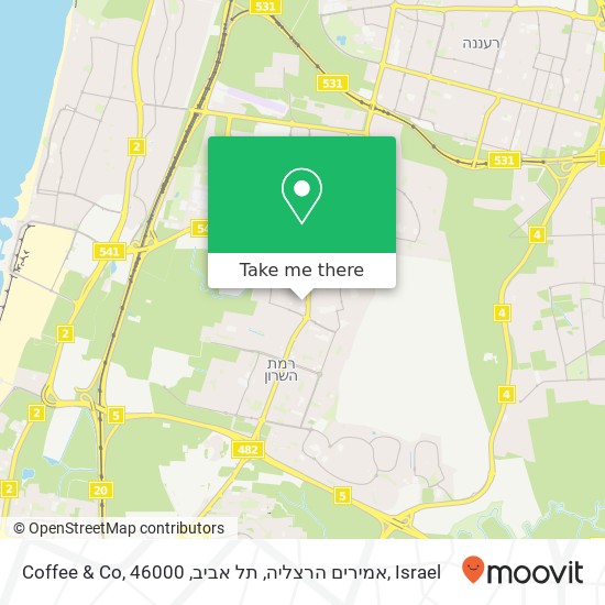 Карта Coffee & Co, אמירים הרצליה, תל אביב, 46000