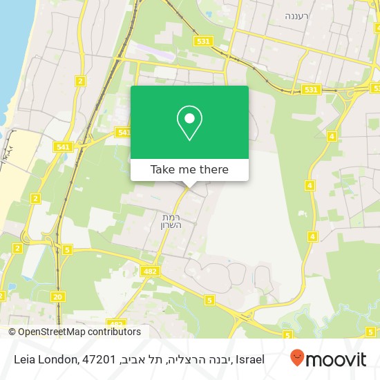 Карта Leia London, יבנה הרצליה, תל אביב, 47201