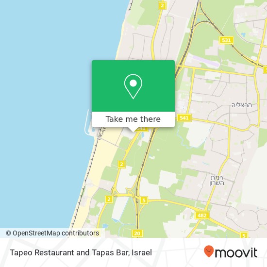 Карта Tapeo Restaurant and Tapas Bar, אריה שנקר הרצליה, תל אביב, 46725