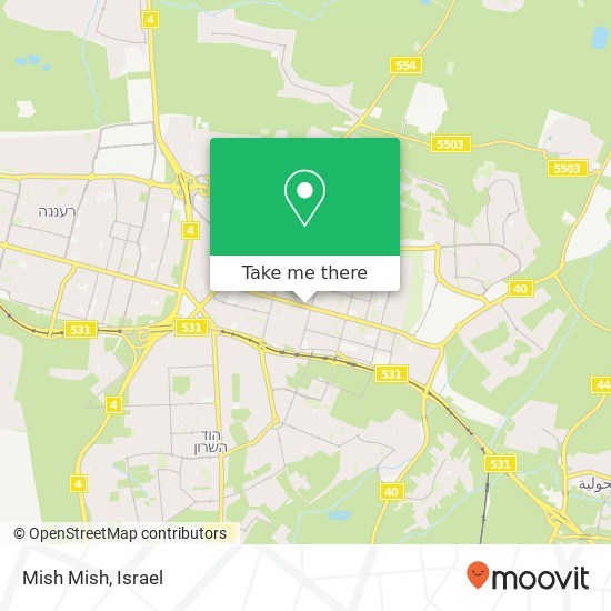 Карта Mish Mish, ויצמן 101 כפר סבא, פתח תקווה, 44000