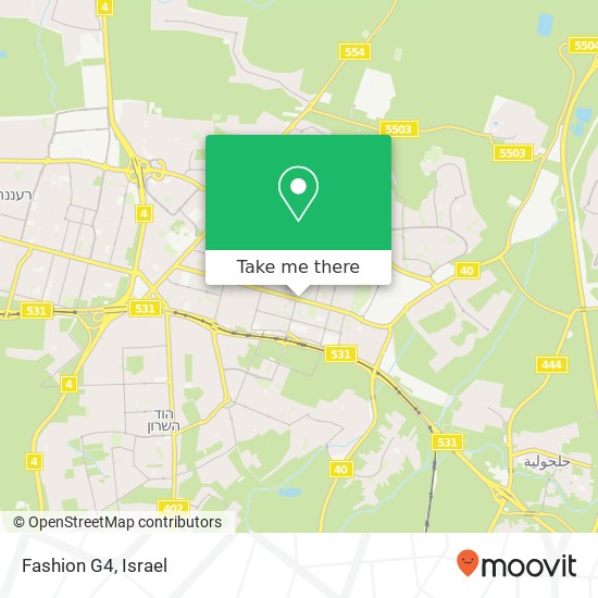 Fashion G4, ויצמן כפר סבא, פתח תקווה, 44231 map