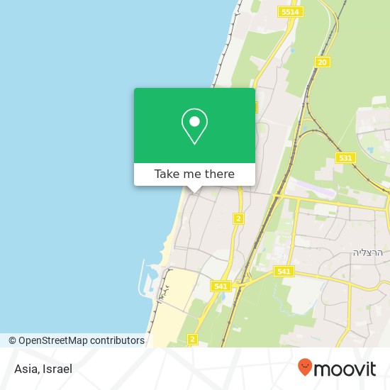 Asia, כיכר דה שליט הרצליה, תל אביב, 46000 map
