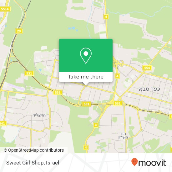 Sweet Girl Shop, 541 רעננה, השרון, 43373 map