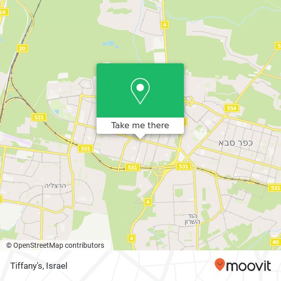 Tiffany's, אחוזה רעננה, השרון, 43373 map