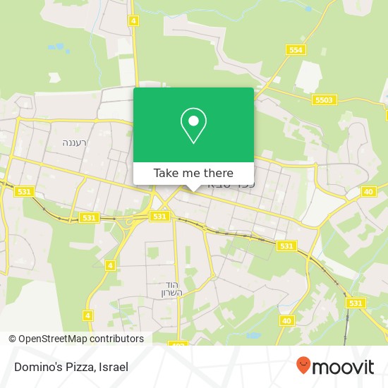 Карта Domino's Pizza, אגרון כפר סבא, פתח תקווה, 44259