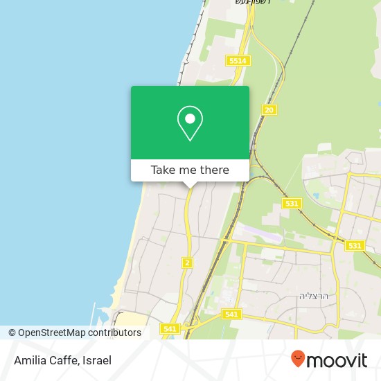 Карта Amilia Caffe, דרך תל אביב הרצליה, 46000