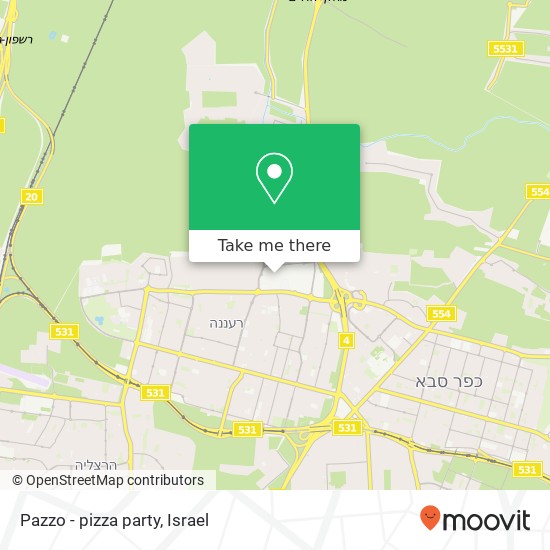 Pazzo - pizza party, היצירה 5 רעננה, 43663 map