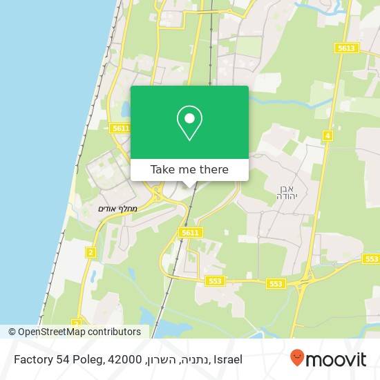 Карта Factory 54 Poleg, נתניה, השרון, 42000