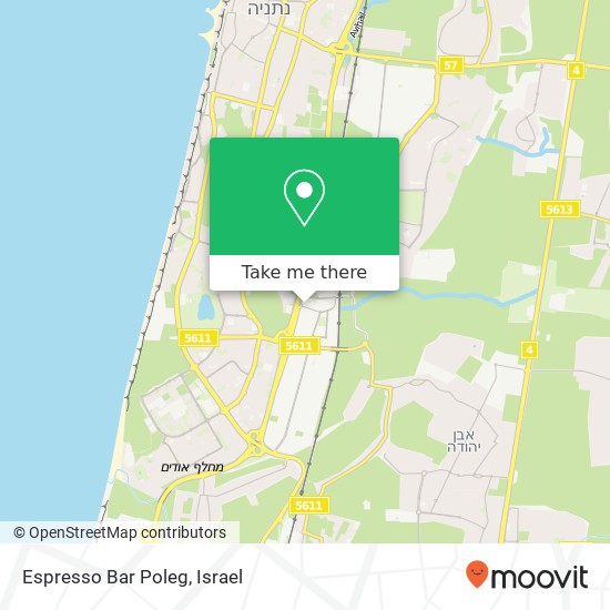 Карта Espresso Bar Poleg, נתניה, השרון, 42000