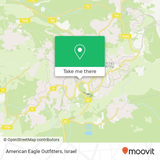 American Eagle Outfitters, נצרת, יזרעאל, 16000 map