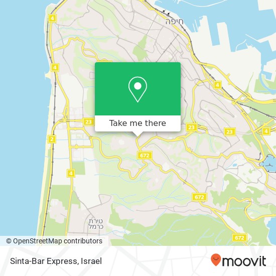 Карта Sinta-Bar Express, שדרות מוריה חיפה, חיפה, 34618