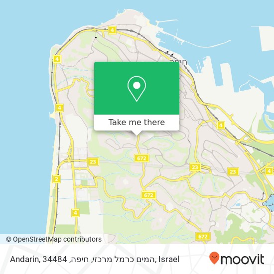 Карта Andarin, המים כרמל מרכזי, חיפה, 34484