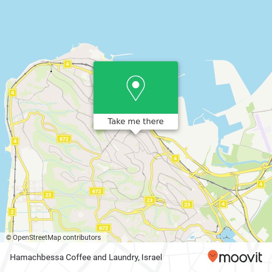 Карта Hamachbessa Coffee and Laundry, החלוץ הדר, חיפה, 33114